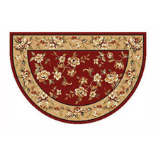 46x31 Half Round Floral Hearth Rug - Red/Beige