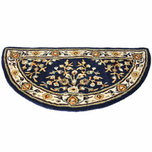 of 56x26 Half Round Fire Resistant Wool Hearth Rug - Blue
