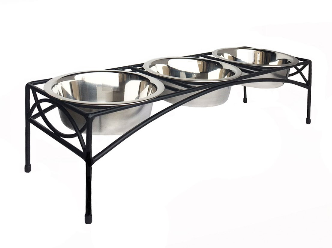 triple raised dog bowls