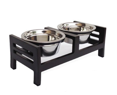 Moretti Raised Dog Feeder - Black
