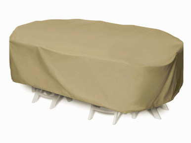 Two Dogs 92" Oval/Rectangle Table Set Cover - Khaki