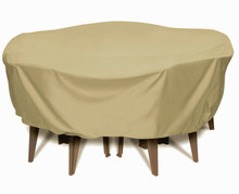 Two Dogs 84" Round Table Set Cover - Khaki