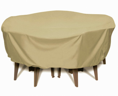Two Dogs 84" Round Table Set Cover - Khaki