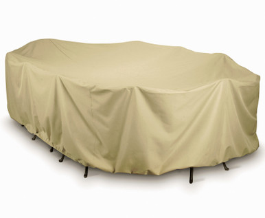 Two Dogs 144" Oval/Rectangle Table Set Cover - Khaki
