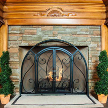 2-Door Ornate Fireplace Screen