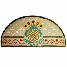 56x26 Half Round Fire Resistant Wool Hearth Rug - Tan