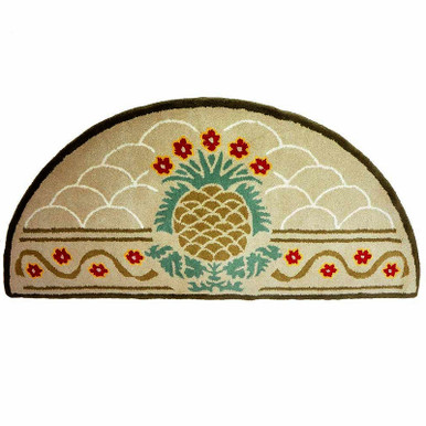 56x26 Half Round Fire Resistant Wool Hearth Rug - Tan