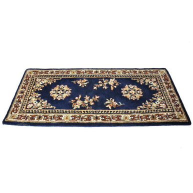 56x26 Rectangle Fire Resistant Wool Hearth Rug - Blue
