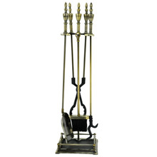 5-Piece Fireplace Tool Set - Antique Brass