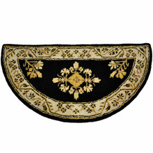 44x22 Half Round Fire Resistant Wool Hearth Rug - Noir Jardin