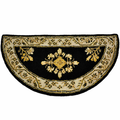44x22 Half Round Fire Resistant Wool Hearth Rug - Noir Jardin