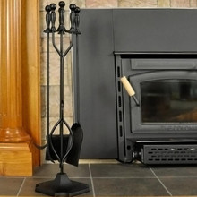 5-Piece Steel Fireplace Tool Set - Black Finish
