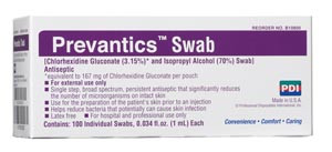 PDI Prevantics Antiseptics Swab Prep Pad with CHG
