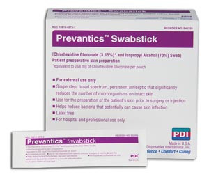 PDI Prevantics Antiseptics Swabstick with CHG