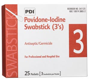 PDI PVP Iodine Prep Swabstick 3s
