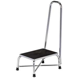 Clinton Bariatric Step Stool Large Top with Handrail Chrome T-6250