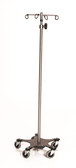 Stainless Steel IV Pole with Five Leg Base