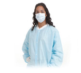 Disposable Lab Coat with Pockets in Blue