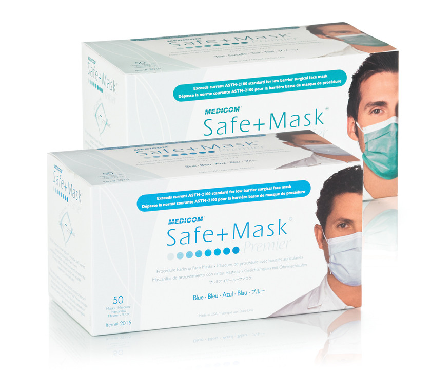 Medicom Medical Mask Safemask Premier Earloop Face Mask Astm 1 Usa Medical And Surgical Supplies