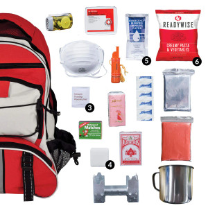 Survival Backpack Red 64 Piece
