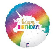 Happy Birthday Rainbow Glitter Holographic Unicorn 