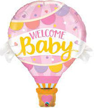 Welcome Baby Hot Air Balloon Pink 