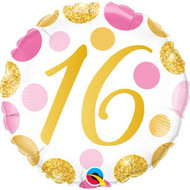 Pink and Gold Dots 16th Birthday