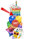 1- 28" Personalized Cake Slice Foil Balloon 
2- 18" Happy Birthday Foil Balloons
7 - 11" Happy Birthday Latex Balloons
Weight and Message card included