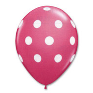 11" Magneta Latex White Polka Dot Print 
