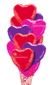 Hearts Classic Colors Mix Mylar Bouquet 