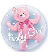 Baby Girl Teddy Bear Double Bubble