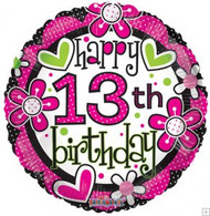 13th Birthday Hearts & Flowers