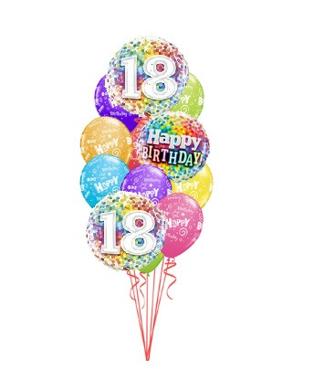 Rainbow Confetti 18th Birthday Bouquet Balloons To Go