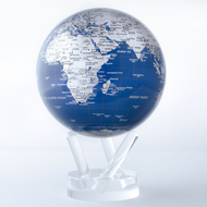 Solar-Powered Blue and Silver Globe - Thumbnail