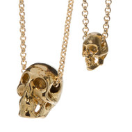 Pewter Skull Necklace - Gold Plated Thumbnail