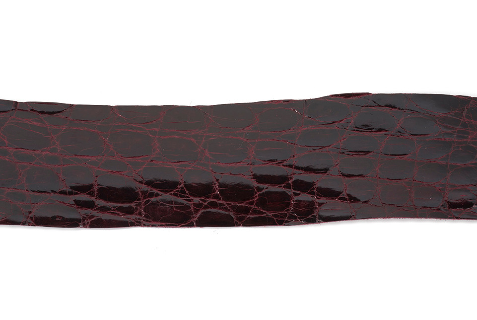 Belt Strip Crocodile Flank Glazed Bordeaux