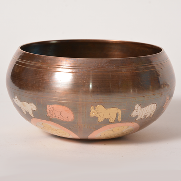 Singing Bowl - Brown with Inlaid Designs