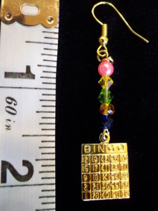 Gold tone Bingo Card Earrings