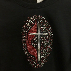 Cross and Flame With Color Burst Border