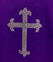 Elegant Rhinestone Cross on Purple