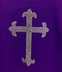 Elegant Rhinestone Cross on Purple