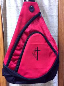 Sling Back Pack with Glitter Vinyl Cross and Flame