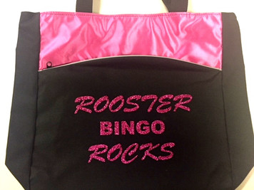 "Rooster Bingo Rocks"  Two-Tone Colorblock Tote