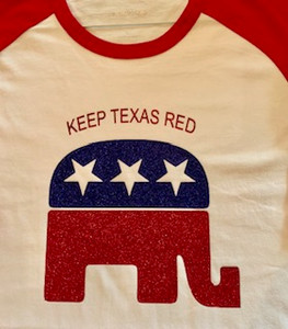 Keep Texas Red Glitter Vinyl Baseball Tee