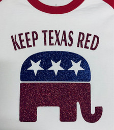 Keep Texas Red Glitter Baseball Tee