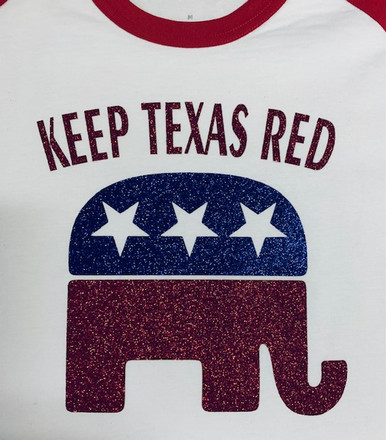 Keep Texas Red Glitter Baseball Tee