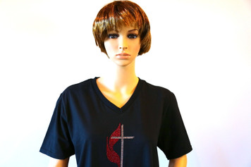 Rhinestone Cross and Flame Tee