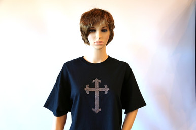 Elegant Cross Rhinestone Tee Shirt