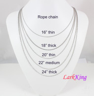 Sterling silver necklace chain, rope chain