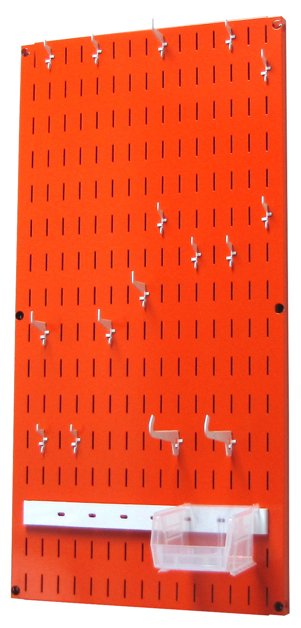 Overstock Orange Modular Slotted Only Panel Wall Organizer Kit Unit for Wall Storage Wall Mounted Orange Organizer Panel with Hooks